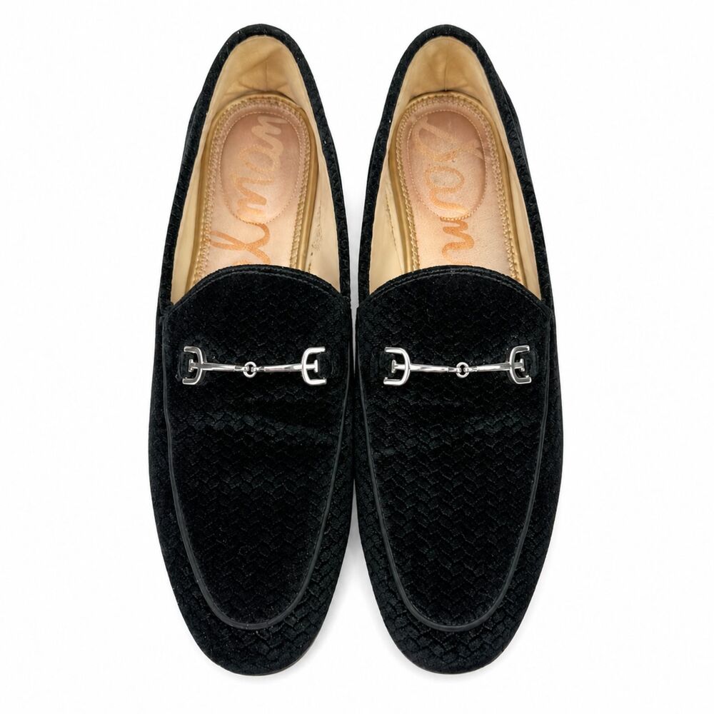 Sam Edelman Loraine Black Velvet Horsebit Slip On Loafers Size 9 Old Money